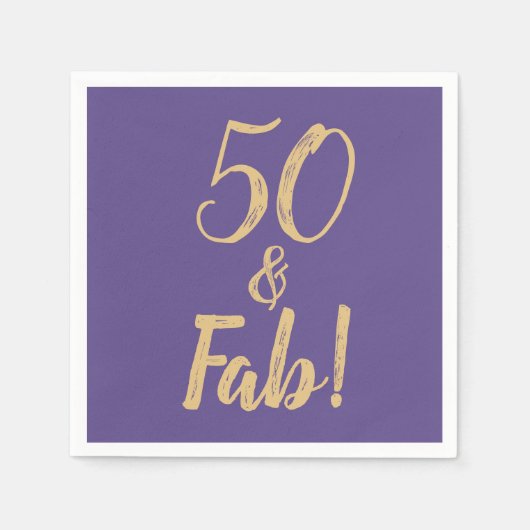 Elegant Paars "50 & Fab!" 50e verjaardag Servet (Voorkant)