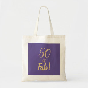 Elegant Paars "50 & Fab!" 50e verjaardag Tote Bag