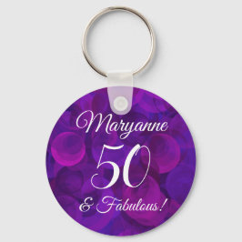 Elegant Paars 50 & Fabulous Birthday Party Favor Sleutelhanger
