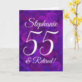 Elegant Paars 55 en gepensioneerde Happy Retiremen Kaart (Gele Bloem)
