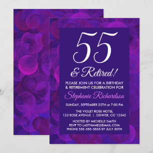 Elegant Paars 55 en Pensioen Pensioenfeestje Kaart