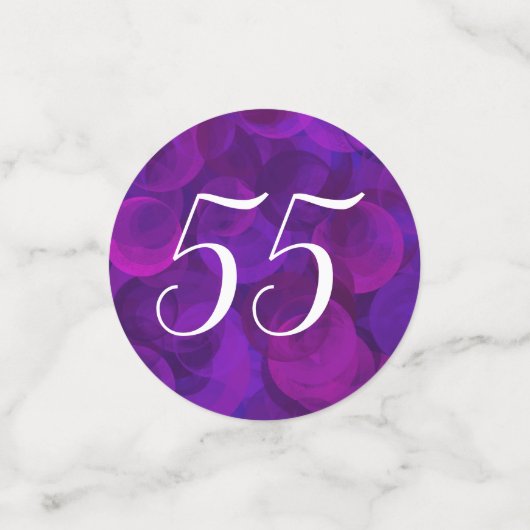 Elegant Paars 55 en Pensioenpartij in ruste Confetti (Kleine voorkant)