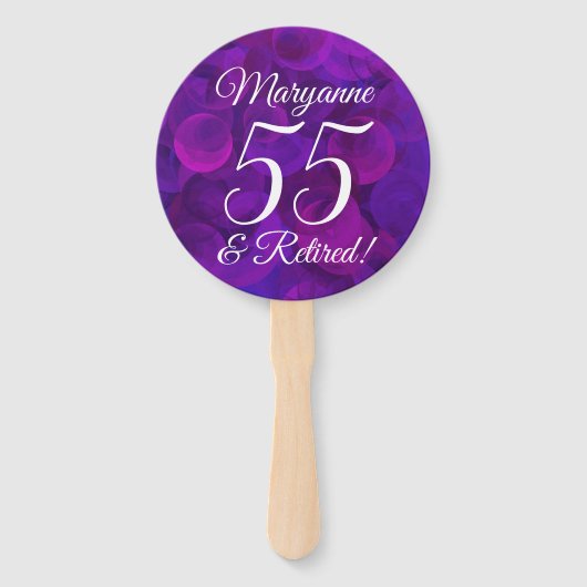 Elegant Paars 55 en Pensioenpartij in ruste Handwaaier (Voorkant)
