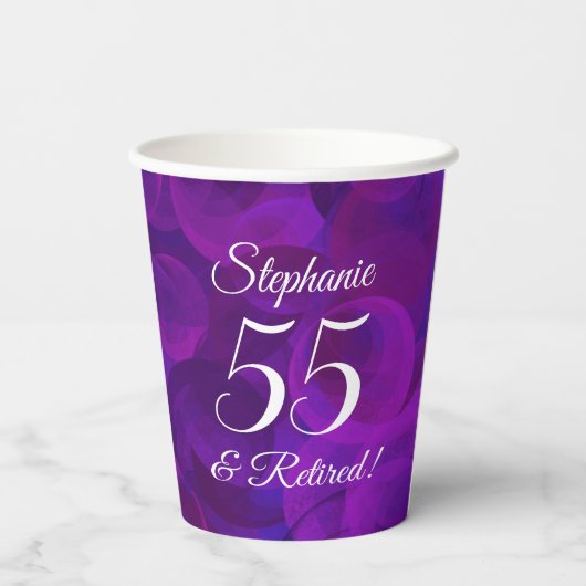Elegant Paars 55 en Pensioenpartij in ruste Papieren Bekers (Achterkant)