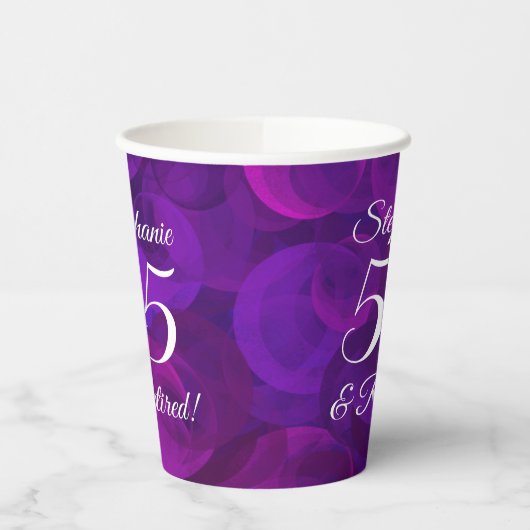 Elegant Paars 55 en Pensioenpartij in ruste Papieren Bekers (Links)