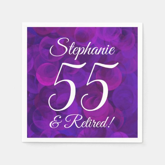 Elegant Paars 55 en Pensioenpartij in ruste Servet (Voorkant)