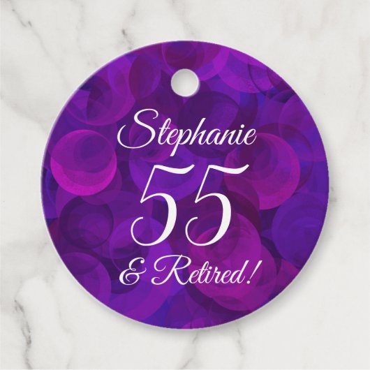 Elegant Paars 55 en pensionering Bedankjes Labels (Voorkant)