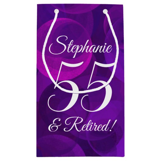 Elegant Paars 55 & Pensioenpartij in ruste Klein Cadeauzakje (Achterkant)