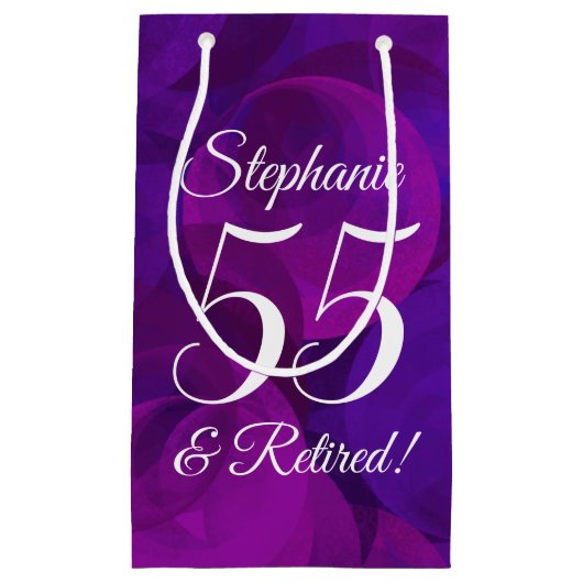 Elegant Paars 55 & Pensioenpartij in ruste Klein Cadeauzakje (Voorkant)