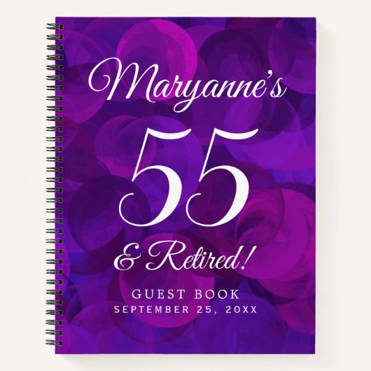 Elegant Paars 55 & Pensioenpartij in ruste Notitieboek (Voorkant)