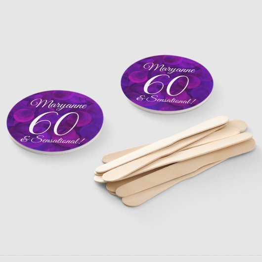 Elegant Paars 60 en feestdag Handwaaier (Niet-gemonteerd)