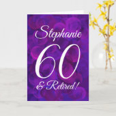 Elegant Paars 60 en gepensioneerde Happy Retiremen Kaart (Gele Bloem)