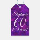 Elegant Paars 60 en Gestopte Pensioenregeling Cadeaulabel (Achterkant)