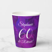 Elegant Paars 60 en Pensioenpartij in ruste Papieren Bekers (Voorkant)