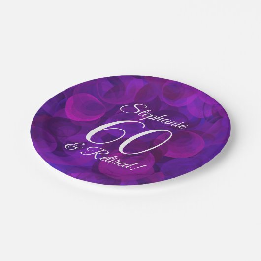 Elegant Paars 60 en Pensioenpartij in ruste Papieren Bordje (Gekanteld)