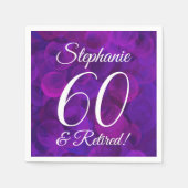 Elegant Paars 60 en Pensioenpartij in ruste Servet (Voorkant)