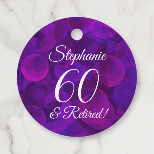 Elegant Paars 60 en pensionering Bedankjes Labels (Achterkant)