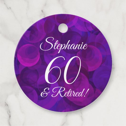 Elegant Paars 60 en pensionering Bedankjes Labels (Voorkant)