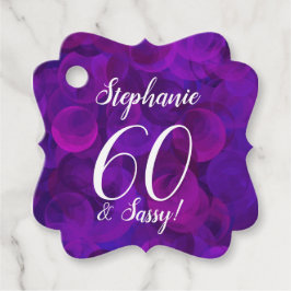 Elegant Paars 60 en Sassy Birthday Party Bedankjes Labels