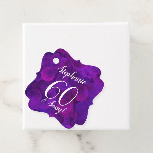 Elegant Paars 60 en Sassy Birthday Party Bedankjes Labels (In situ)