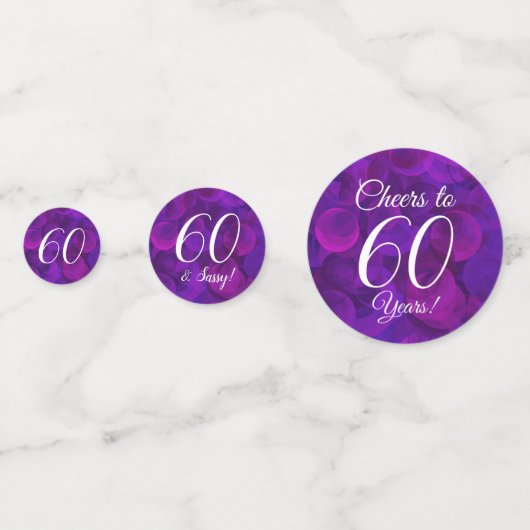 Elegant Paars 60 en Sassy Birthday Party Confetti (Achterkanten)