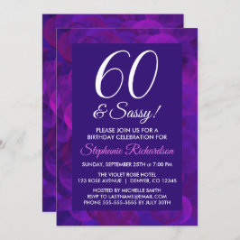 Elegant Paars 60 en Sassy Birthday Party Kaart