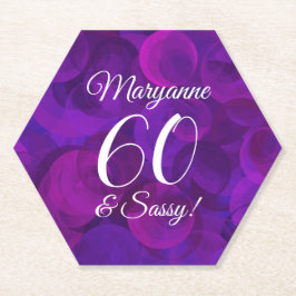Elegant Paars 60 en Sassy Birthday Party Kartonnen Onderzetters