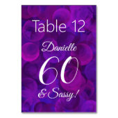 Elegant Paars 60 en Sassy Birthday Party Name Kaart (Achterkant)