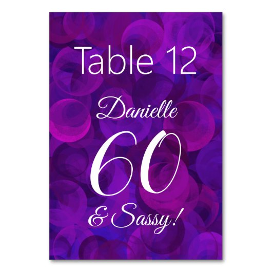 Elegant Paars 60 en Sassy Birthday Party Name Kaart (Achterkant)