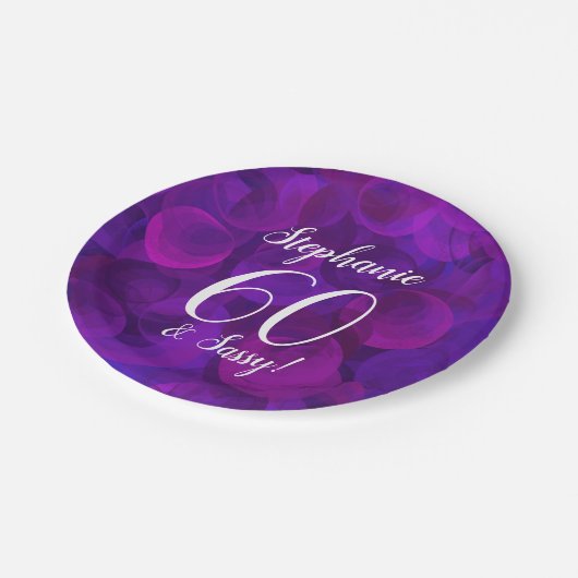 Elegant Paars 60 en Sassy Birthday Party Papieren Bordje (Gekanteld)