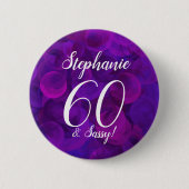 Elegant Paars 60 en Sassy Birthday Party Ronde Button 5,7 Cm (Voorkant)
