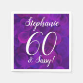 Elegant Paars 60 en Sassy Birthday Party Servet (Voorkant)