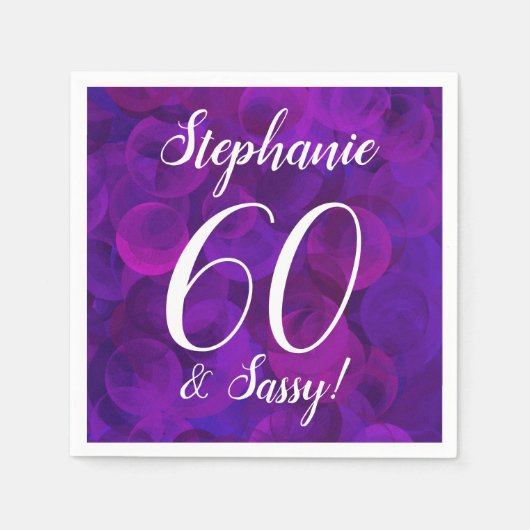 Elegant Paars 60 en Sassy Birthday Party Servet (Voorkant)