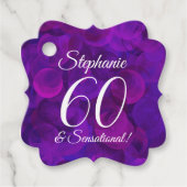 Elegant Paars 60 en Sensational Birthday Party Bedankjes Labels (Voorkant)
