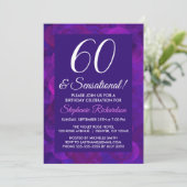 Elegant Paars 60 en Sensational Birthday Party Kaart (Staand voorkant)