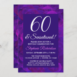 Elegant Paars 60 en Sensational Birthday Party Kaart