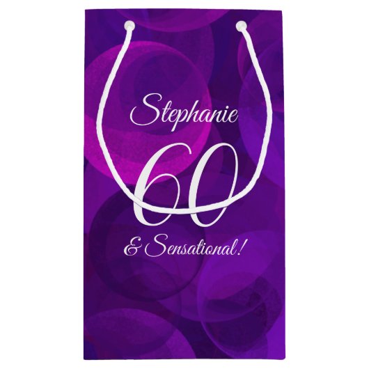 Elegant Paars 60 en Sensational Birthday Party Klein Cadeauzakje (Achterkant)