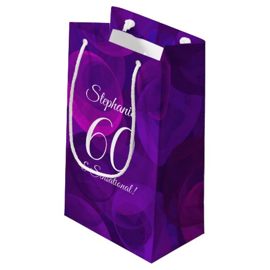 Elegant Paars 60 en Sensational Birthday Party Klein Cadeauzakje (Achterkant Gekanteld)
