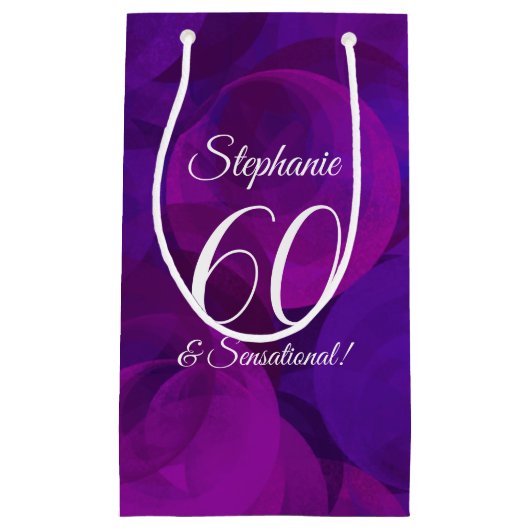 Elegant Paars 60 en Sensational Birthday Party Klein Cadeauzakje (Voorkant)
