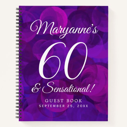 Elegant Paars 60 en Sensational Birthday Party Notitieboek (Voorkant)