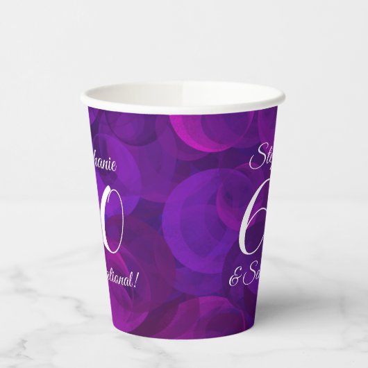 Elegant Paars 60 en Sensational Birthday Party Papieren Bekers (Links)