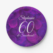 Elegant Paars 60 en Sensational Birthday Party Papieren Bordje (Voorkant)
