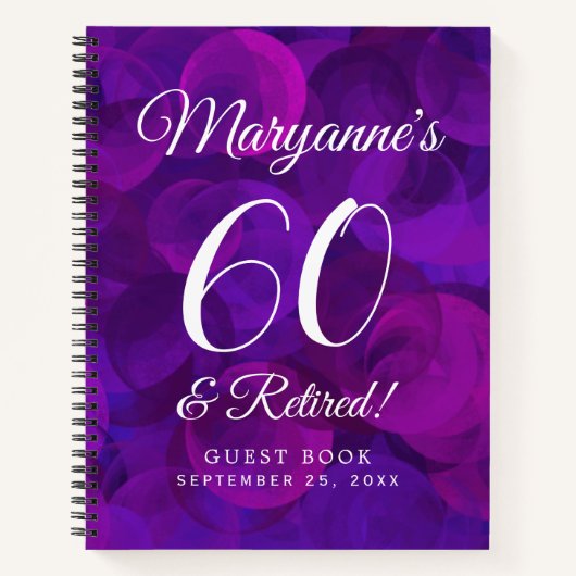 Elegant Paars 60 & Pensioenpartij in ruste Notitieboek (Voorkant)