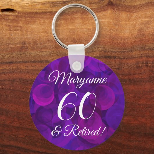 Elegant Paars 60 & pensionering Sleutelhanger (Achterkant)