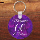Elegant Paars 60 & pensionering Sleutelhanger (Voorkant)
