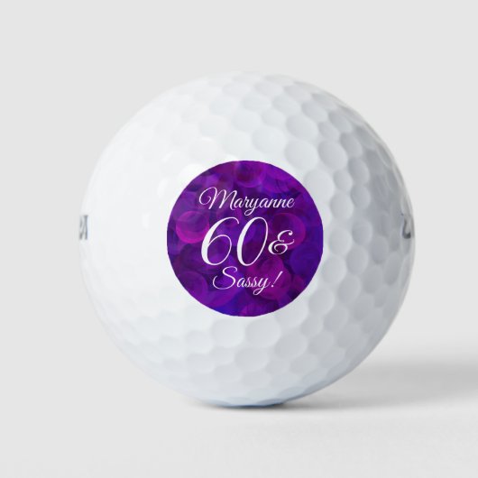 Elegant Paars 60 & Sassy Birthday Party Golfballen (Voorkant)
