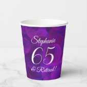 Elegant Paars 65 en Pensioenpartij in ruste Papieren Bekers (Achterkant)