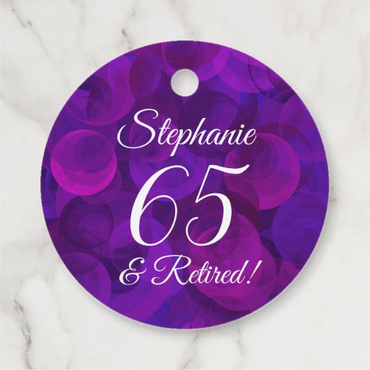 Elegant Paars 65 en pensionering Bedankjes Labels (Achterkant)