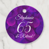 Elegant Paars 65 en pensionering Bedankjes Labels (Voorkant)