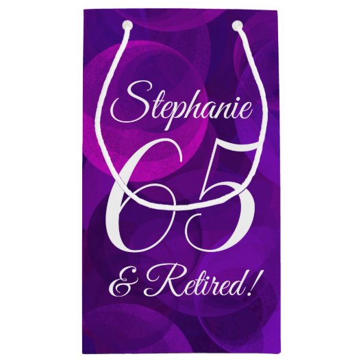 Elegant Paars 65 & Pensioenpartij in ruste Klein Cadeauzakje (Achterkant)